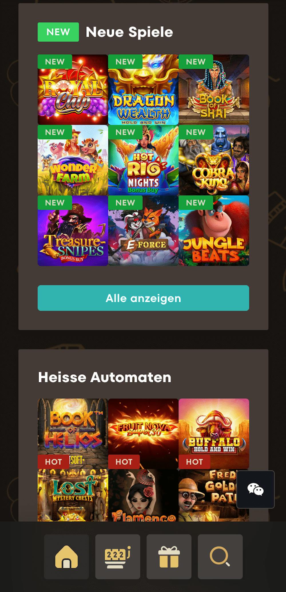 Osiris Casino Mobile Ansicht