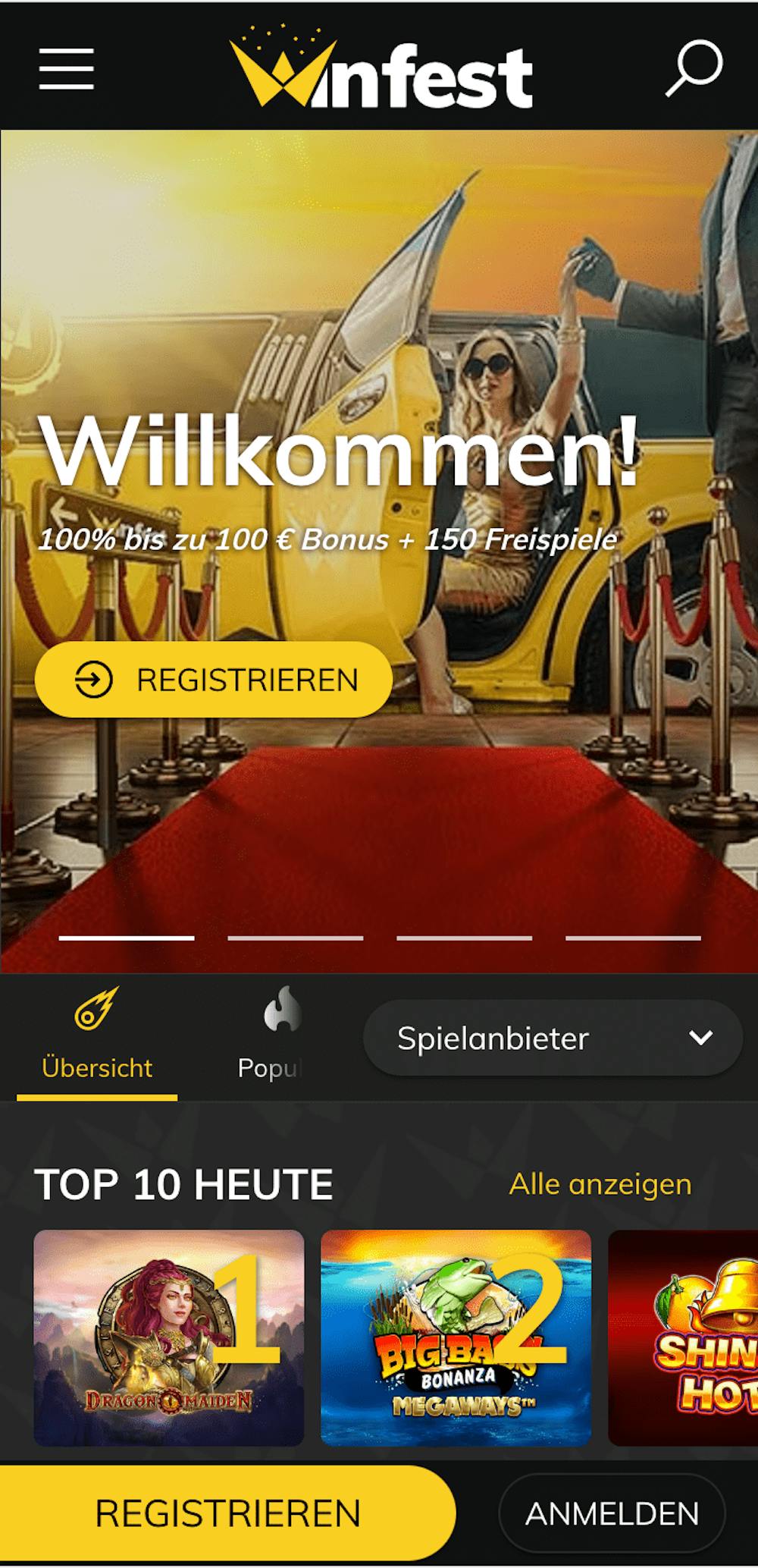 Winfest Casino mobile Ansicht