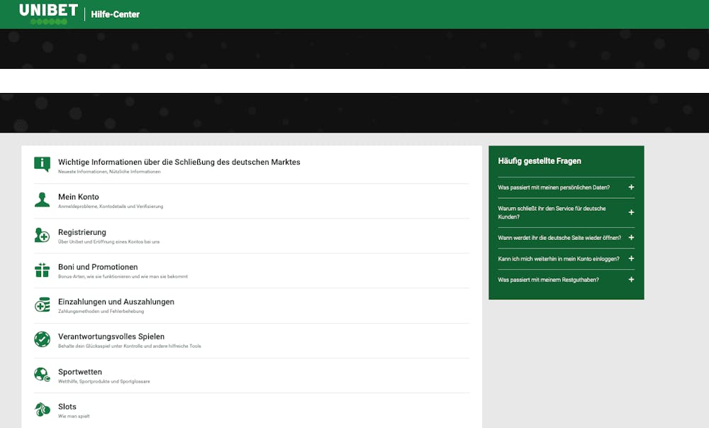 Unibet Casino Hilfe-Center
