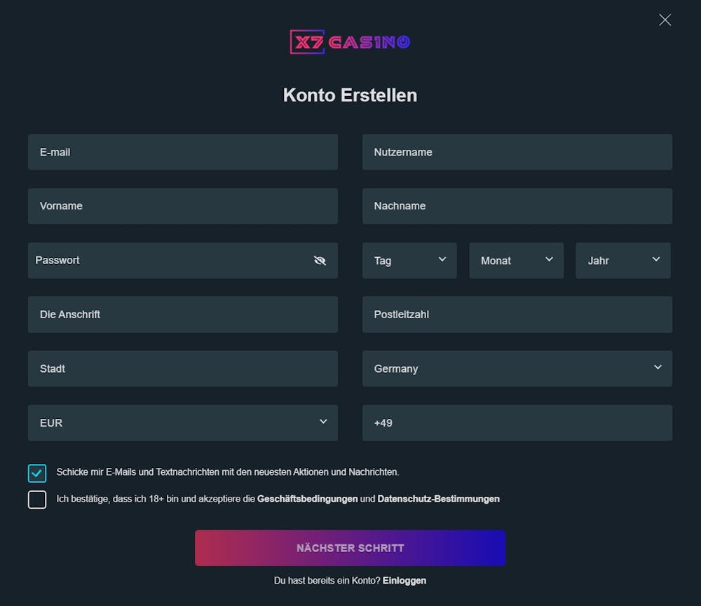 X7 Casino Registrierung