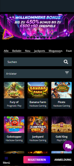 Spiellobby im X7 Casino zeigt Spiele wie Valley of the Gods neben anderen Spielkategorien