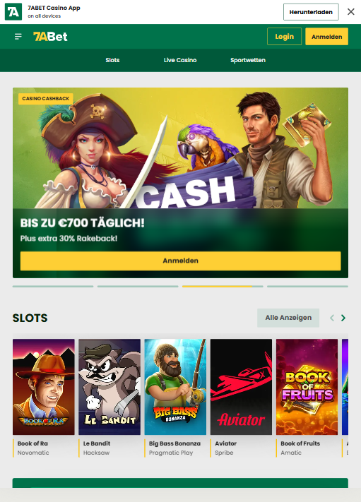 Spielauswahl im Paysafe Casino 7ABet