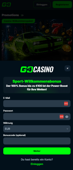 Anmeldeformular im Go4Casino