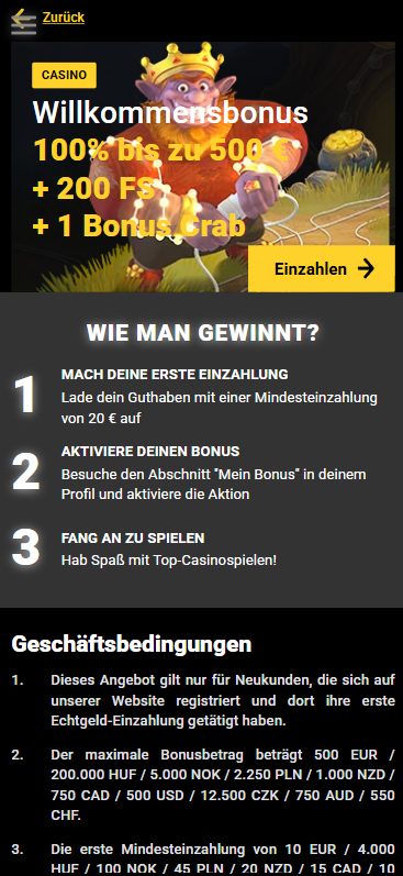 Willkommensbonus Zet Casino