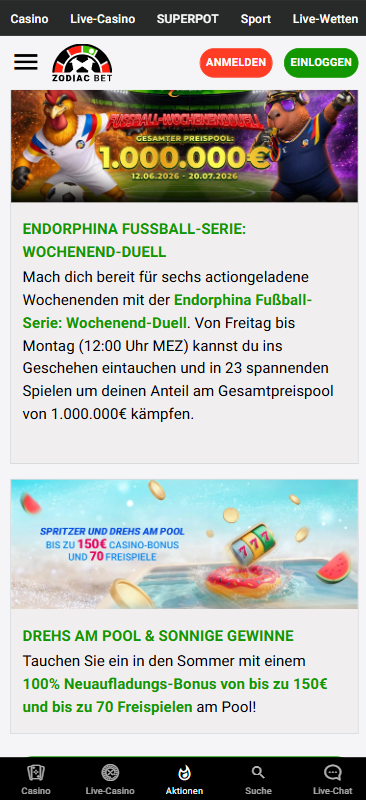 Bonusangebote im Zodiac Bet Casino