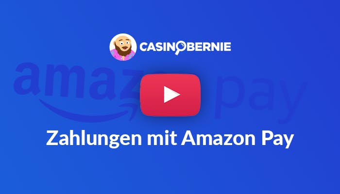 CasinoBernie Logo mit YouTube Button und Text "Zahlungen mit Amazon Pay"
