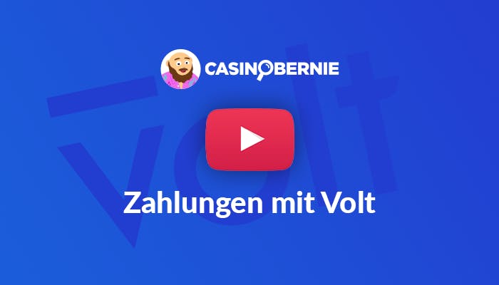 CasinoBernie Logo mit YouTube Button und Text "Zahlungen mit Volt"